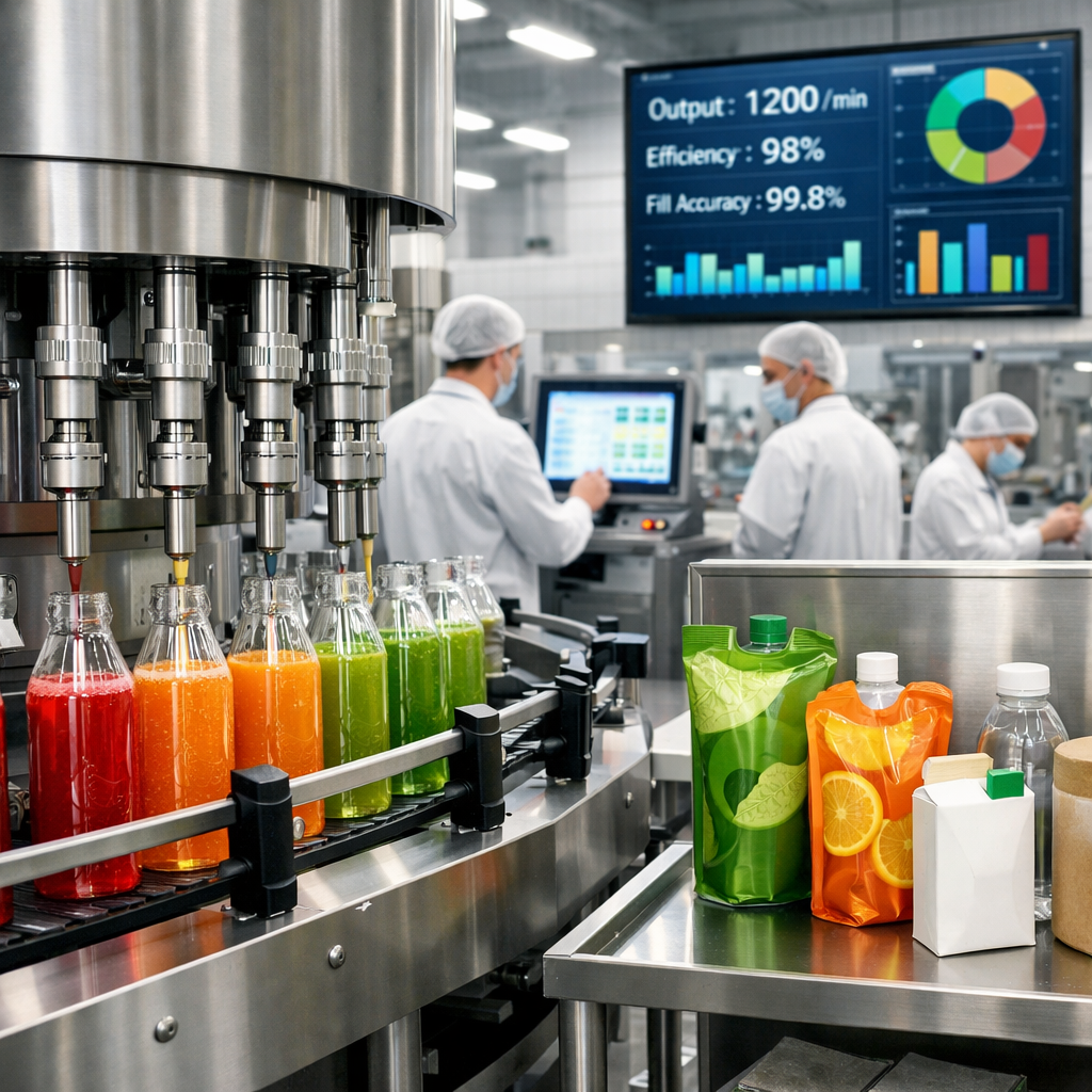 Modern Food Manufacturing Facility with Filling Machine and Digital Dashboard-1