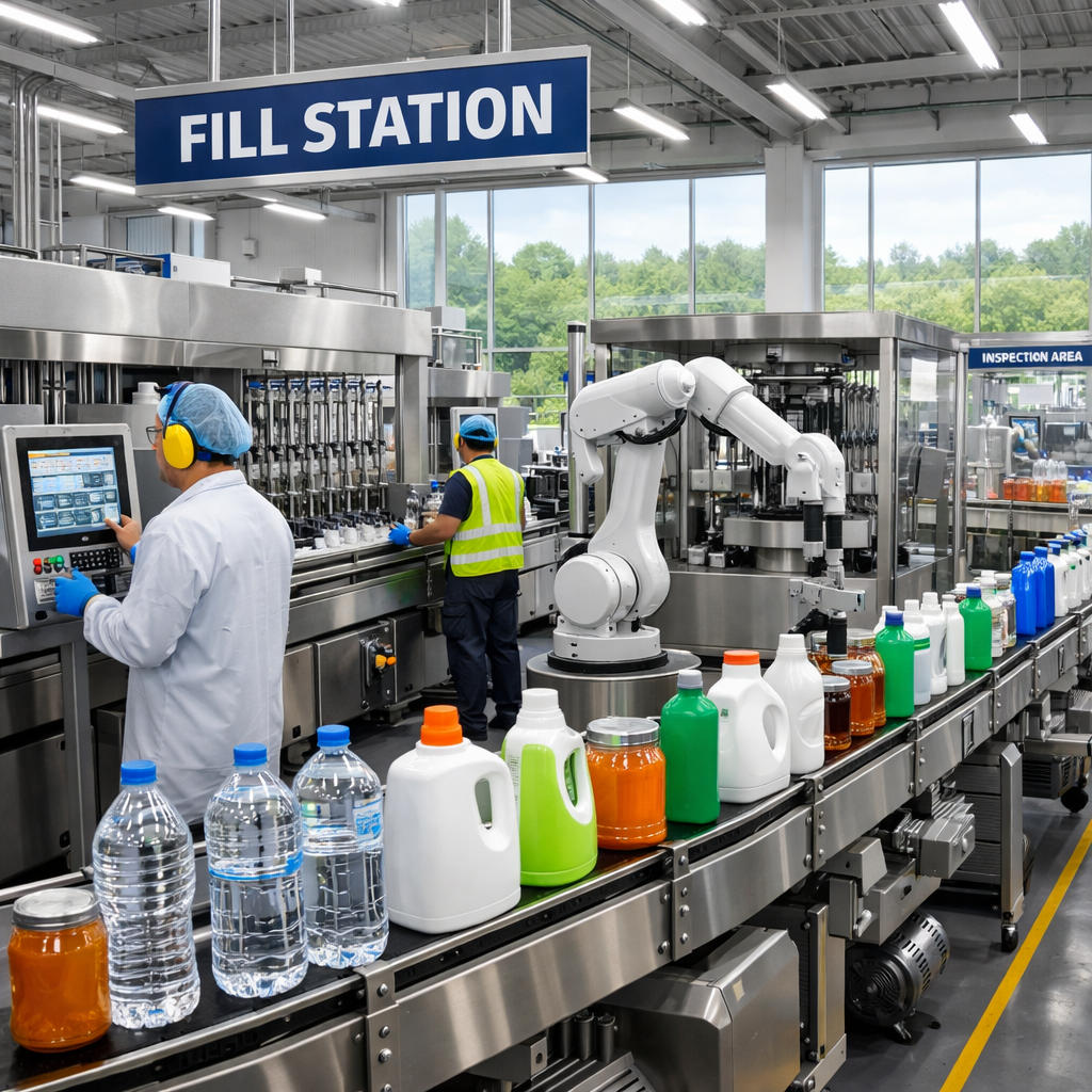 Modern Liquid Filling Line in Bright Manufacturing Facility-1
