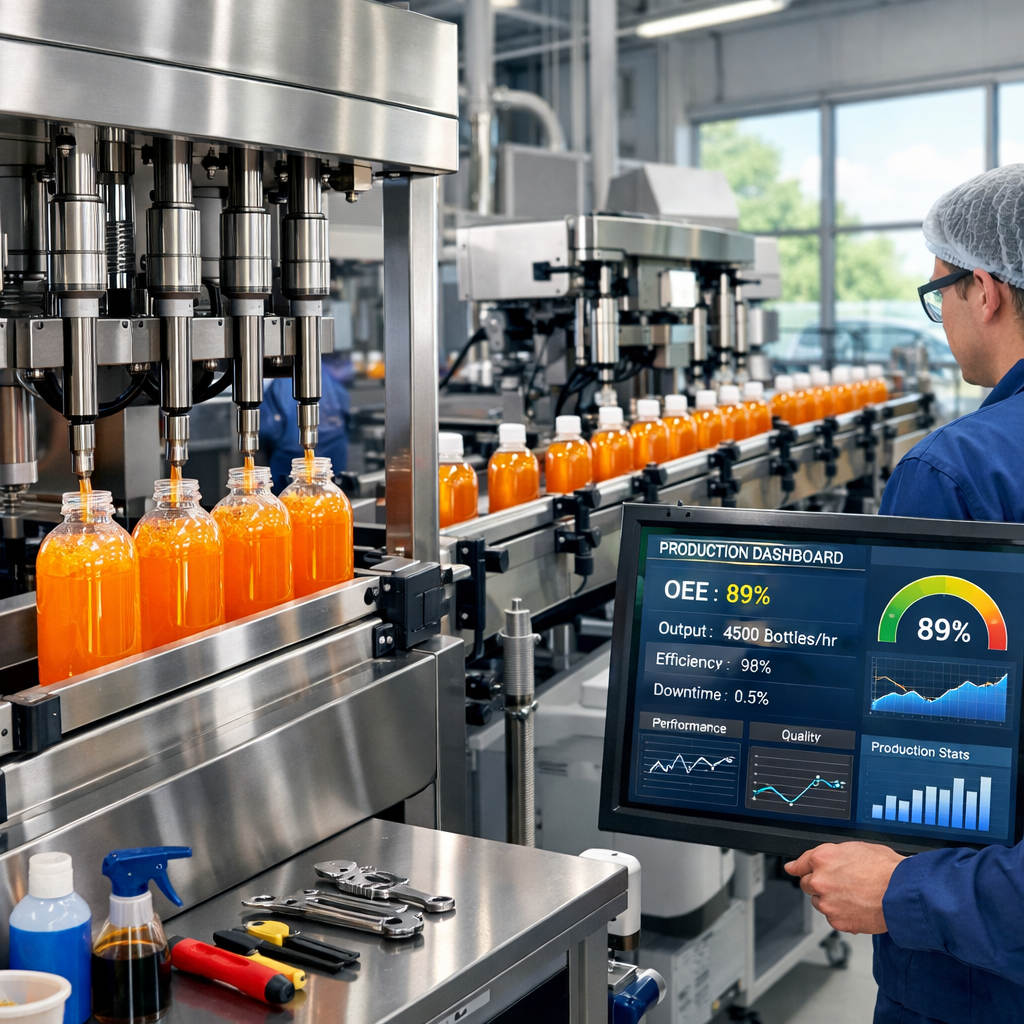 Modern Liquid Packaging in Manufacturing Facility